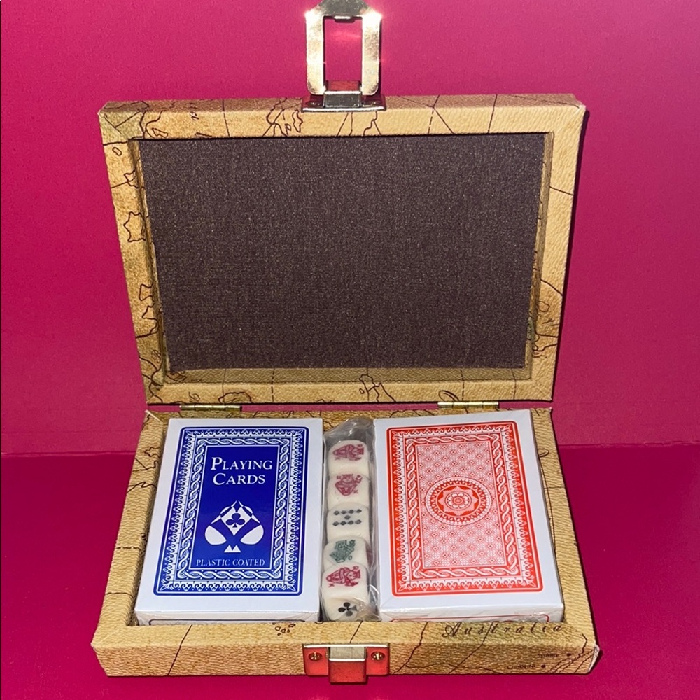 Vintage Playing Cards Set with Dice - Aces and Spades